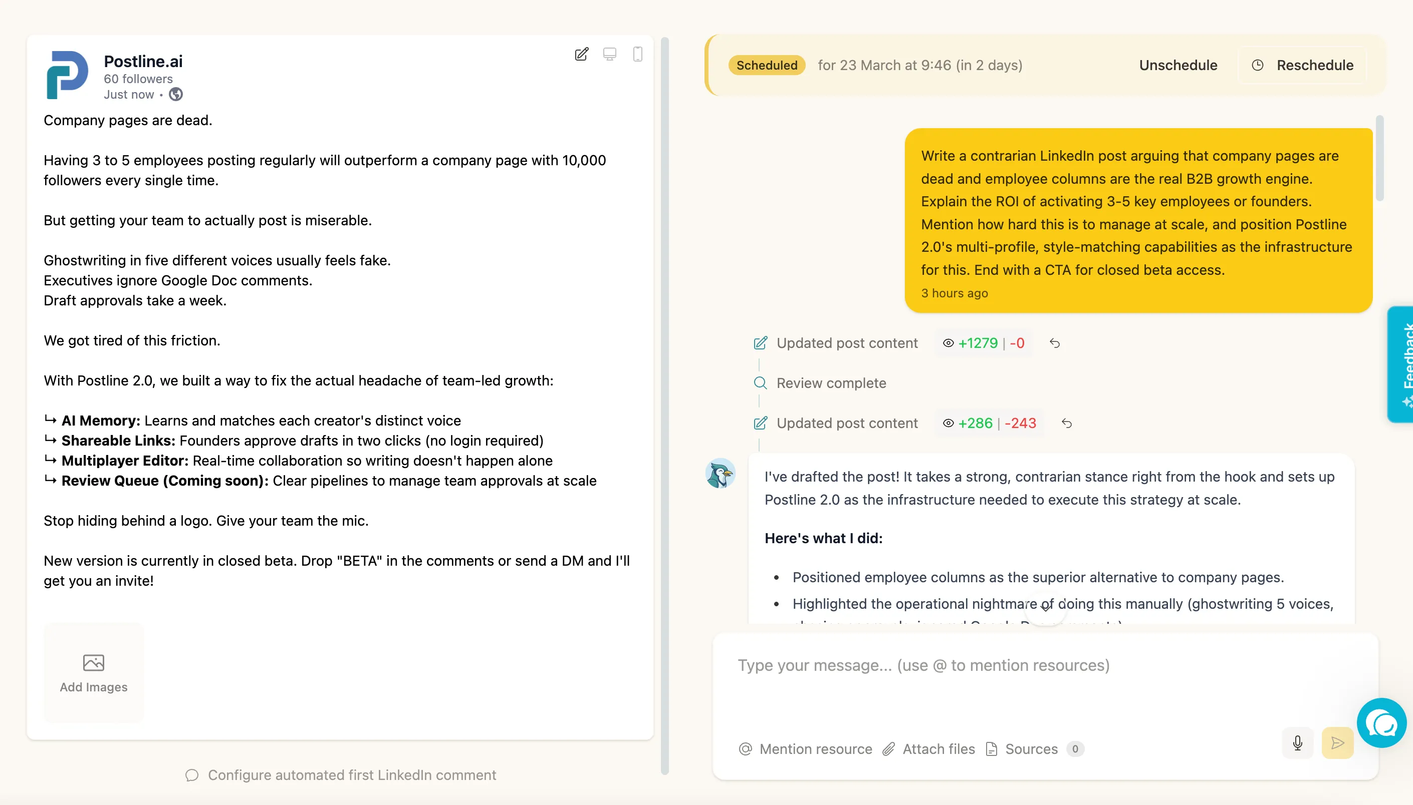 Postline What's New in Postline 2.0 | Postline.ai